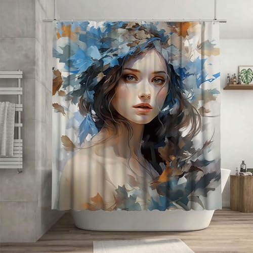 Rideau de douche polyester imperméable lavable 150 x 180 cm avec crochets G-1094