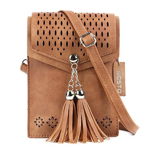 SeOSTO Frauen Mini Umhängetasche, Quaste Umhängetasche Handy Geldbörse Wallet (Braun-1)