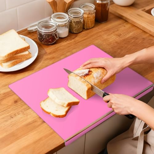 Tabla de cortar acrílica rosa claro, grande 41.91 cm x 34.04 cm con bases antideslizantes de silicona para cocina miniatura 7