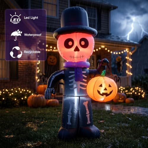 DROFELY 4FT Halloween Inflatable Skeleton Ghost Inflatable Decoration - image 6