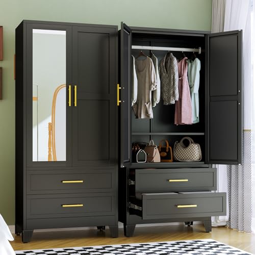 RISTERN Metal Armoire with Mirror