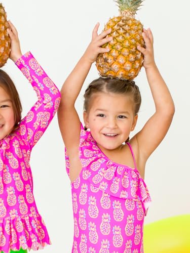 Image of RuffleButts Girls UPF50+ Sun Protection One Shoulder Single Ruffle One Piece Swimsuit