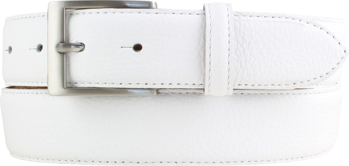 BELTINGER Italienischer Anzug-Gürtel, 35 mm breit, Herren, Anzuggürtel, Hosengürtel, strukturiertes Leder, Schließe Silber