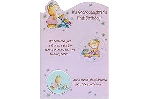 Striking Granddaughter 1st Birthday Card with Die Cut Elements