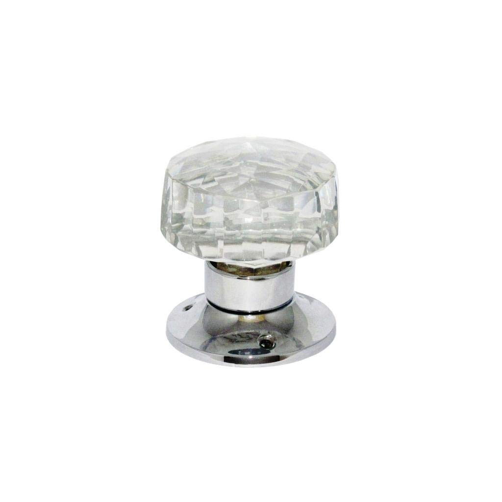 Glass Mortice Knob Set 60mm Chrome Plated