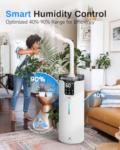 Image of Lacidoll 16L Smart Humidifier large room, Whole house Humidifier for Home 1500 sq.ft with APP /Voice /Remote Control, Ultrasonic Cool Mist Humidifiers for Bedroom, Plants, office with Tube, White