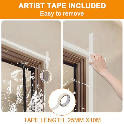 BigKing Staubdichte Tür mit Reißverschluss, U-förmig, transparente Abdeckung, 220 × 110 cm, Anti-Staub-Folie für Heimdekoration, Renovierung und Neubau (1 Stück, transparent)