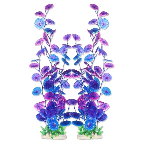 CAPASTEC Grandes plantes d'aquarium en plastique pour décoration d'aquarium, 40 cm de hauteur (violet, 2 pièces)
