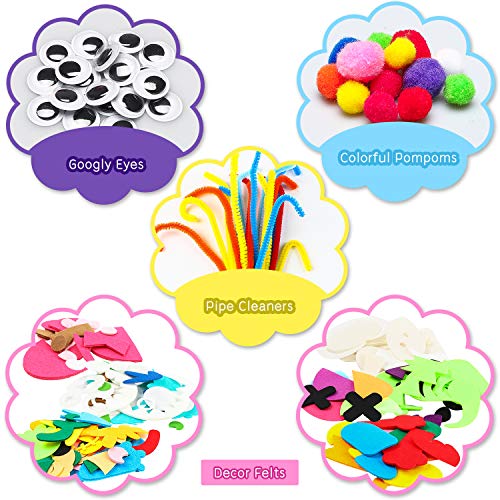 Watinc WT-FELT PUPPET-18P 18Pcs Hand Puppets Making Kit For Kids Art Craft Felt Sock Monster Puppet Creative Diy Make Your Own Puppets Pipe Cleaners Pompoms Storytelling Role Play Party Supplies Gift thumb #1