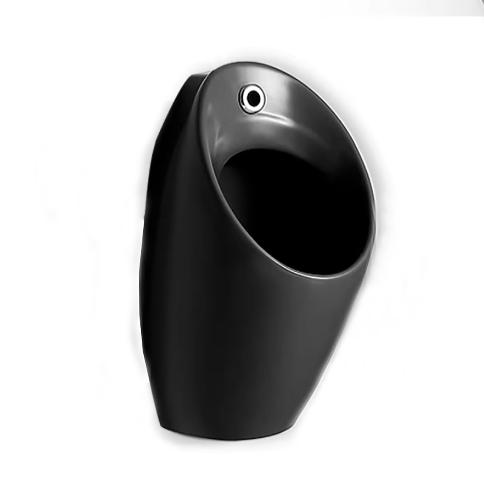 FHRKA Small Commercial Induction Urinal for Men Toilet, Wall-Mounted Ceramic Urinals, Vertical Urinals for Men with Hose (Black)