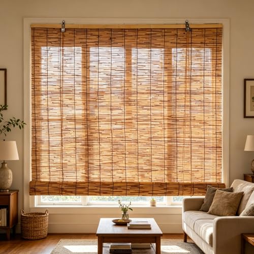 120x300cm Store en Roseau Naturel Store en Bambou occultant Personnalisable Rideau De Roseau Protection UV avec Levage,pour fenêtre,Balcon,...