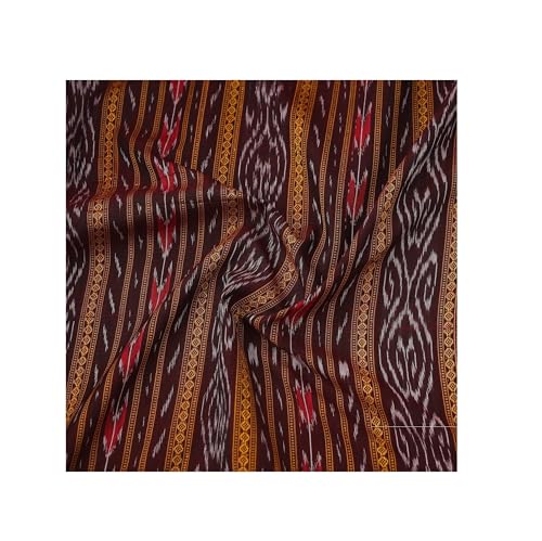 Image of Premium Sambalpuri Ikat Weave Pure Handloom Cotton Shirt Fabric - Authentic Odisha Traditional Tie-Dye Craft, Soft & Breathable Natural Cotton Material for Custom Tailoring, Casual & Formal Wear