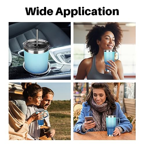 Image of 20 oz Tumbler with Handle, Stainless Steel Insulated Tumblers with Lid and Straw, Double Wall Vacuum Insulated Tumbler, Leak-proof, Insulated Travel Mug Coffee Cup (Gradient)