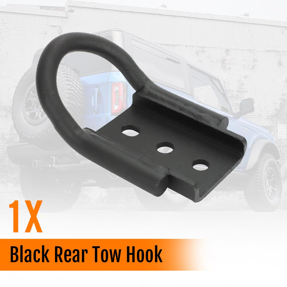 WIKIBB Black Rear Tow Hook for Ford Bronco 2021 2022 2023 2024 OEM MB3C-5B137-BB Single