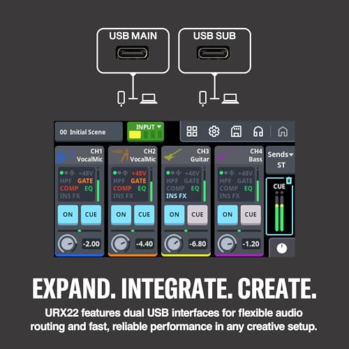 Image of Yamaha URX22 4-In / 2-Out Dual USB-C Audio Interface With Touchscreen, Includes Cubase Al, WaveLab Cast, Basic FX Suite, and Steinberg Plus Software Bundle, White URX22 W | 32-Bit /192khz, 4.3 Touchscreen, Dsp Effects, Includes Cubase AI and Wavelab Cast