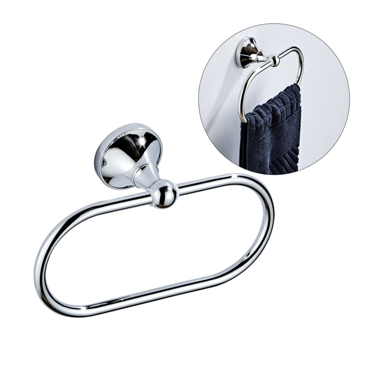 Anello Portasciugamani Ovale da Parete Bagno Argento in Rame | Installazione Semplice, Finitura Moderna Essenziale, Uso per Cucina e Casa