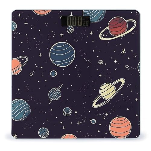Báscula Digital de Baño con Patrón Espacial y Vidrio Templado
