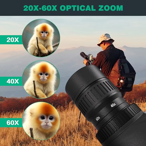 Gosky HD Spotting Scope 20-60x80mm with Tripod and Smartphone Adapter, BAK 4 Prism Spotter Scopes for Bird Watching Target Shooting Hunting Wildlife Scenery Moon Watching Hiking