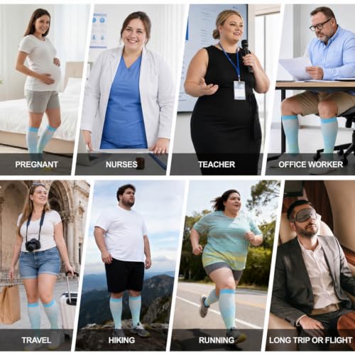 Image of Plus Size Compression Socks: Wide Calf for Women Men 20-30 mmHg