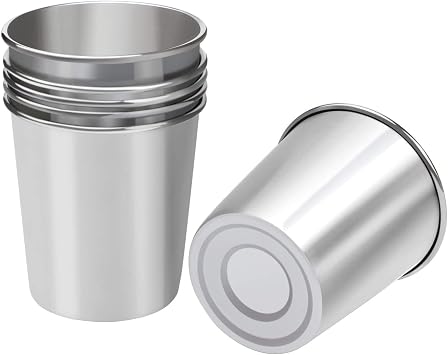 Ruisita Resinta 6 Pack 5 oz Stainless Steel Cups Metal Shatterproof Stackable Pint Drinking Cups for Kids