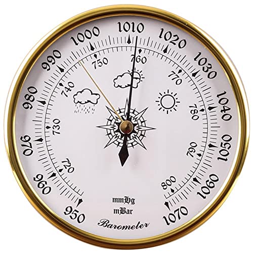 Barómetro de precisión de esfera redonda, estación meteorológica aneroide de 5,0 pulgadas de diámetro, herramienta de presión de aire para colgar en la pared, meteorógrafo doméstico 1070hPa, para ext