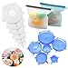 Xiuyer Coperchi in Silicone Estensibile 6-Taglie Food Lids Universali per Tazza Pentole & 1000 ml Sacchetti Riutilizzabili Alimenti Borsas a Chiusura Portaoggetti per Frutta Verdura Carne(14 Pack)