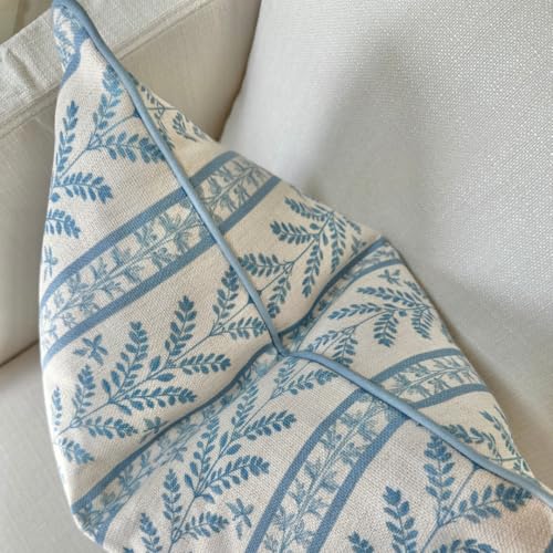 Jillien Harbor “The Louis” Blue Floral Block Print Pillow Cover – Decorative Throw Pillow Cover with Off-White Background – Grandmillennial Home Decor, 20" x 20" - Image 7