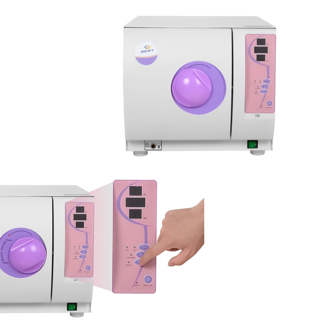 Esterilizador de vapor de autoclave de clase N controlado por ordenador de escritorio de pantalla digital 16L/18L/23L para laboratorio (23L)