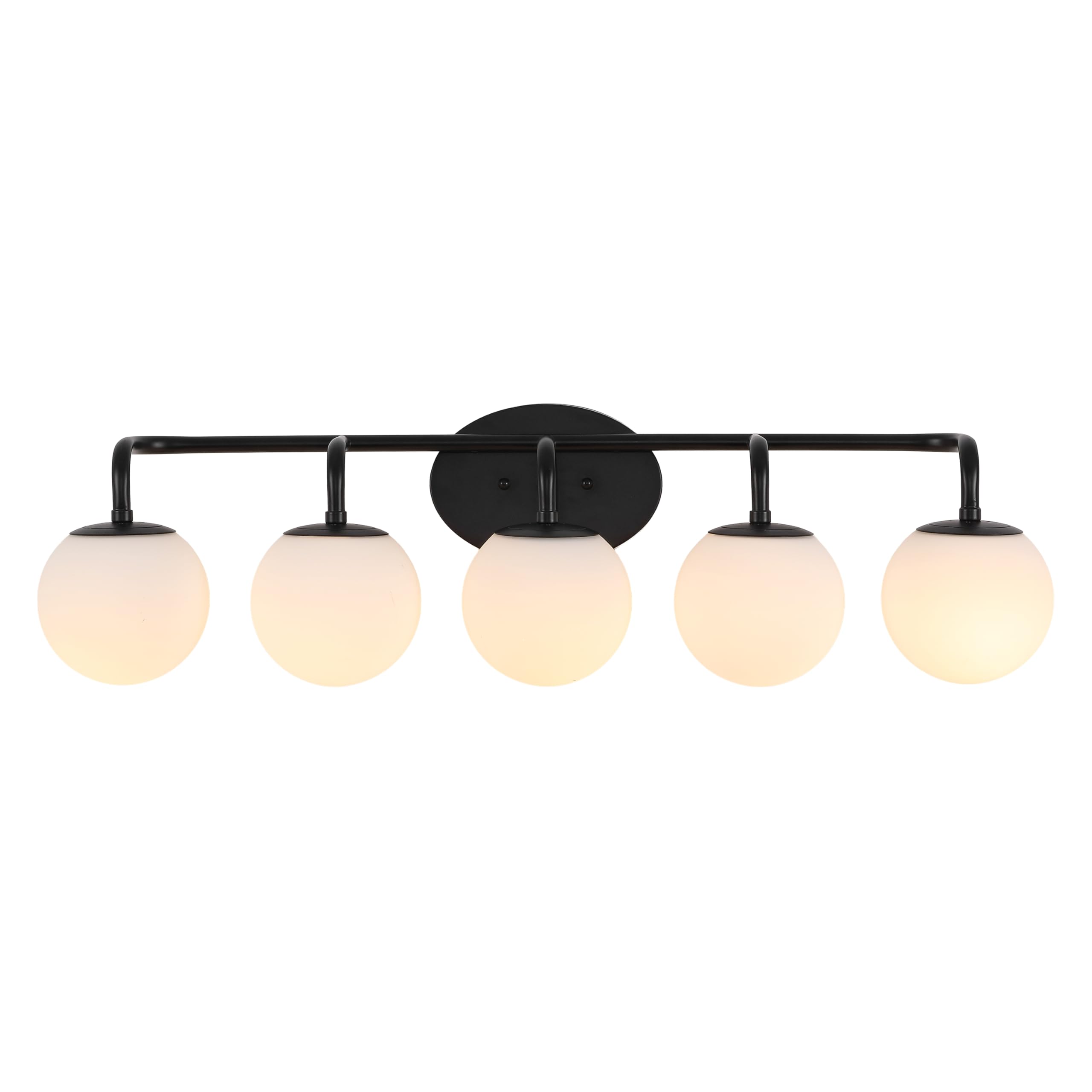 JONATHAN Y Louis Parisian Globe 33" Vanity 5-Light, Black