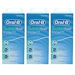 3 x Super Waxed Dental Floss 50 Strands Braces Bridge Wide Space Oral Teeth