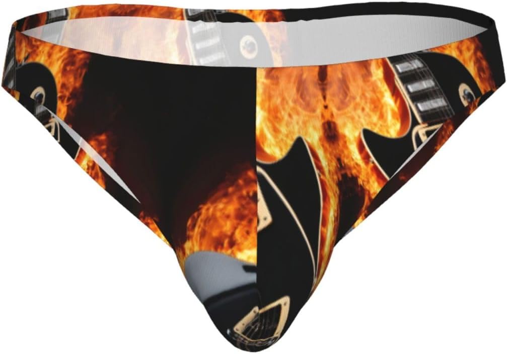 Electric Guitar Print Mens Briefs Underwear Supportive Mens Pouch Underwear Stretchy Bikini Briefs For Men S To 4xl