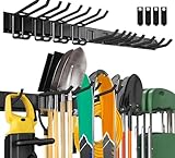 SAMRELAX 64'' Garage Tool Organizer Wall Mount, 18 PCS Adjustable Garden Tool Hanger Rack, Garage Hooks Heavy Duty, Shovel Holder Wall Mount, Storage Hooks for Hanging in Garage