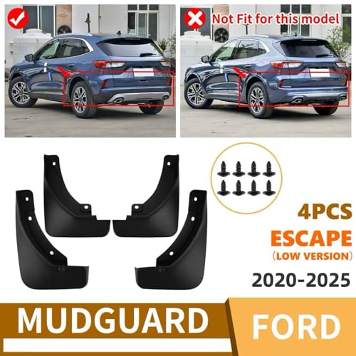 Image of No Drill Mud Flaps Compatible with Ford Escape 2020-2025 (Not Fit ST-Line),OEM Style Textured Black Custom Fit All Weather Exterior Accessories(4PCS)