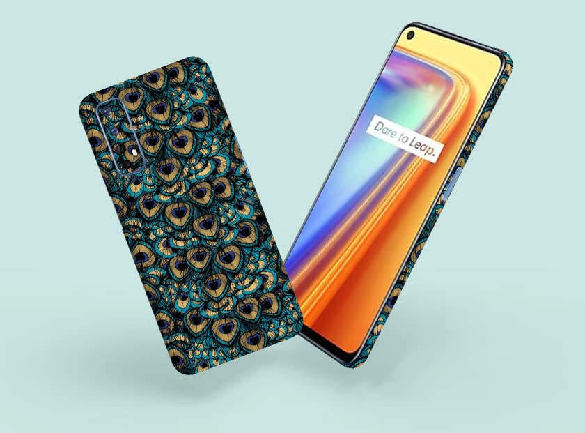 Image of Peacock Feather Skin Back Protector Film Ultra Thin Scratch Resistant Vinyl (Not Case and Cover) for Realme 7