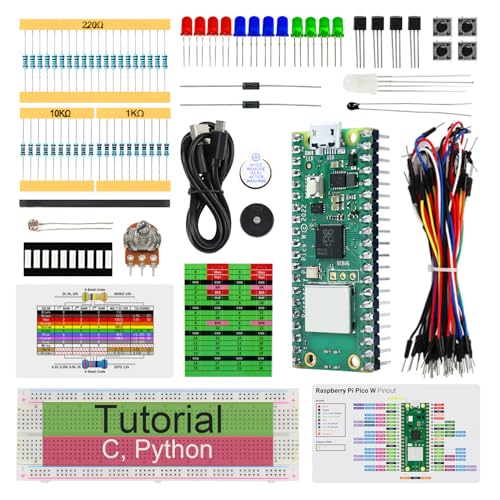 Freenove Basic Starter Kit for Raspberry Pi Pico W (Included), Dual-core Arm Cortex-M0+ Microcontroller, 386-Page Detailed Tutorial, 142 Items, 55 Projects, Python C Code with Raspberry Pi P