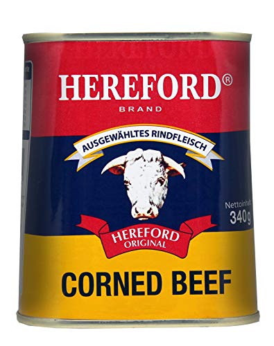 Hereford-Corned-Beef-6er-Pack-I-6-x-340-g-I-gepoekeltes-Rindfleisch-zerkleinert-und-in-eigenem-Saft-gekocht-I-original-Hereford-Corned-Beef-I-ausgewaehltes-Rindfleisch
