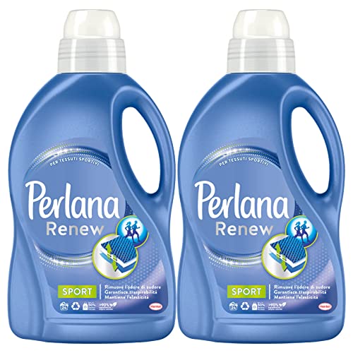 2 x Perlana Renew Sport Detergente líquido para lavar la ropa y la lavadora Cuidado activo elimina los malos olores para prendas técnicas y telas deportivas, 2 botellas de 1,44 l cada uno
