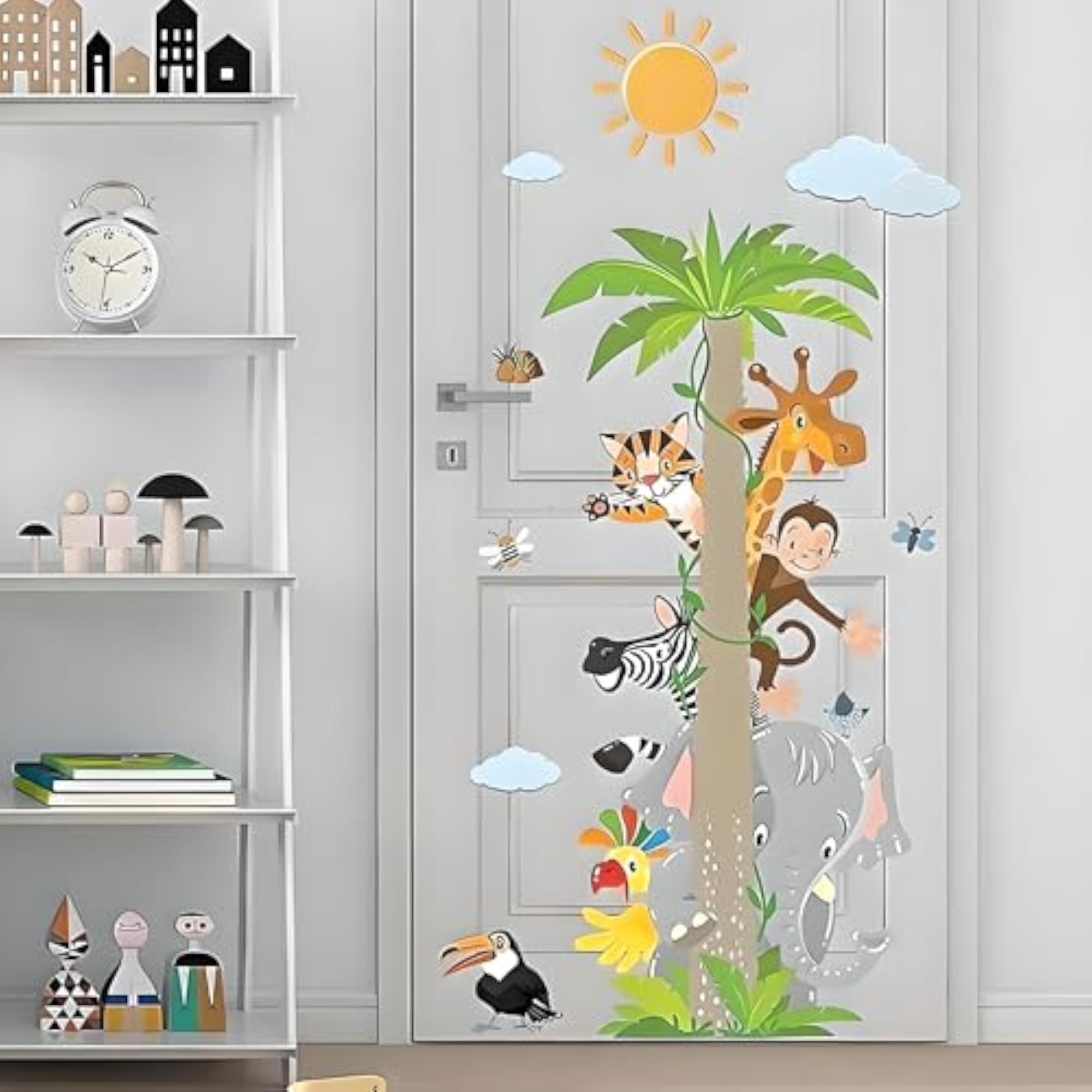 Coconut Tree Jungle Animal Wall Sticker for Home Decor