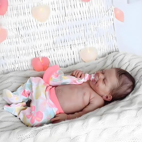 NURSDZ Bebe Reborn Silicone Realista Menina,Livre Movimento do Tronco,Todo o Corpo Pode Ser Lavado,C