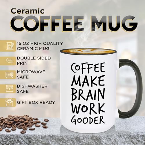Veracco Coffee Make Brain Work Gooder Mug Funny Coffee Lover Gift Humorous Idea Family Friends Birthday Presents Sarcastic Office Tea Cup Caffeine Addict Brain Booster Gooder Vibes by Veracco - Used condition - Image 9