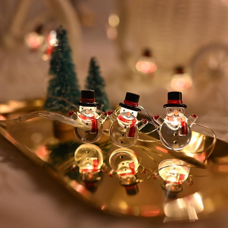 Lichterkette Weihnachten,2M 20LED Schneemann Lichterkette,lichterkette Weihnachten Schneemann,Lichterketten Fenster Innen,LED Lichterketten Batteriebetrieben Aussen