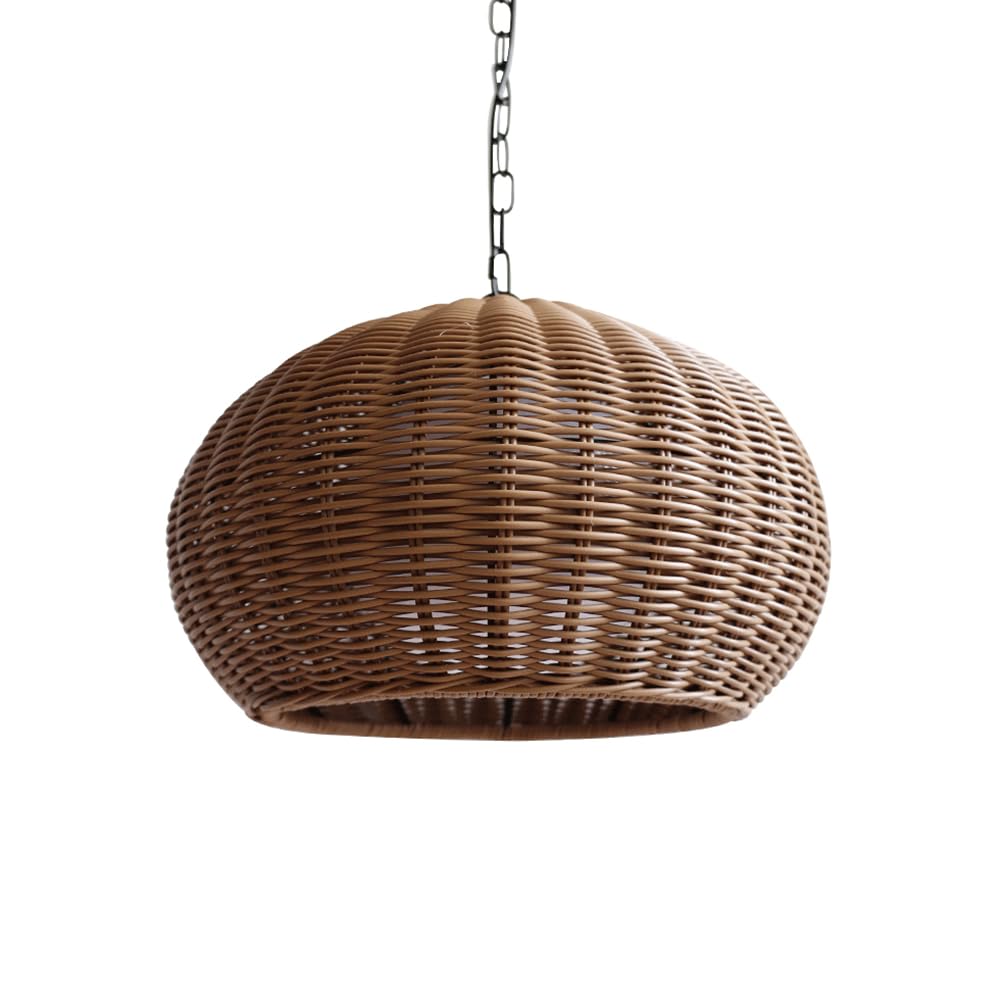 CHUNGYANG Rattan Pendant Lamp Chinese-Style Dining Room Kitchen Pendant Light Fixture with Adjustable Suspension Line Pastoral Rattan Woven Entryway Hanging Light Retro Hand-Woven Aisle Chandelier