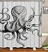 Produktbild Naughty green plant Duschvorhänge Octopus Duschvorhang Stoff Badezimmer Sitzwanne Badezimmer-Vorhang-Haken Wasserdicht (Color : Gq65, Size : W150xH180cm)