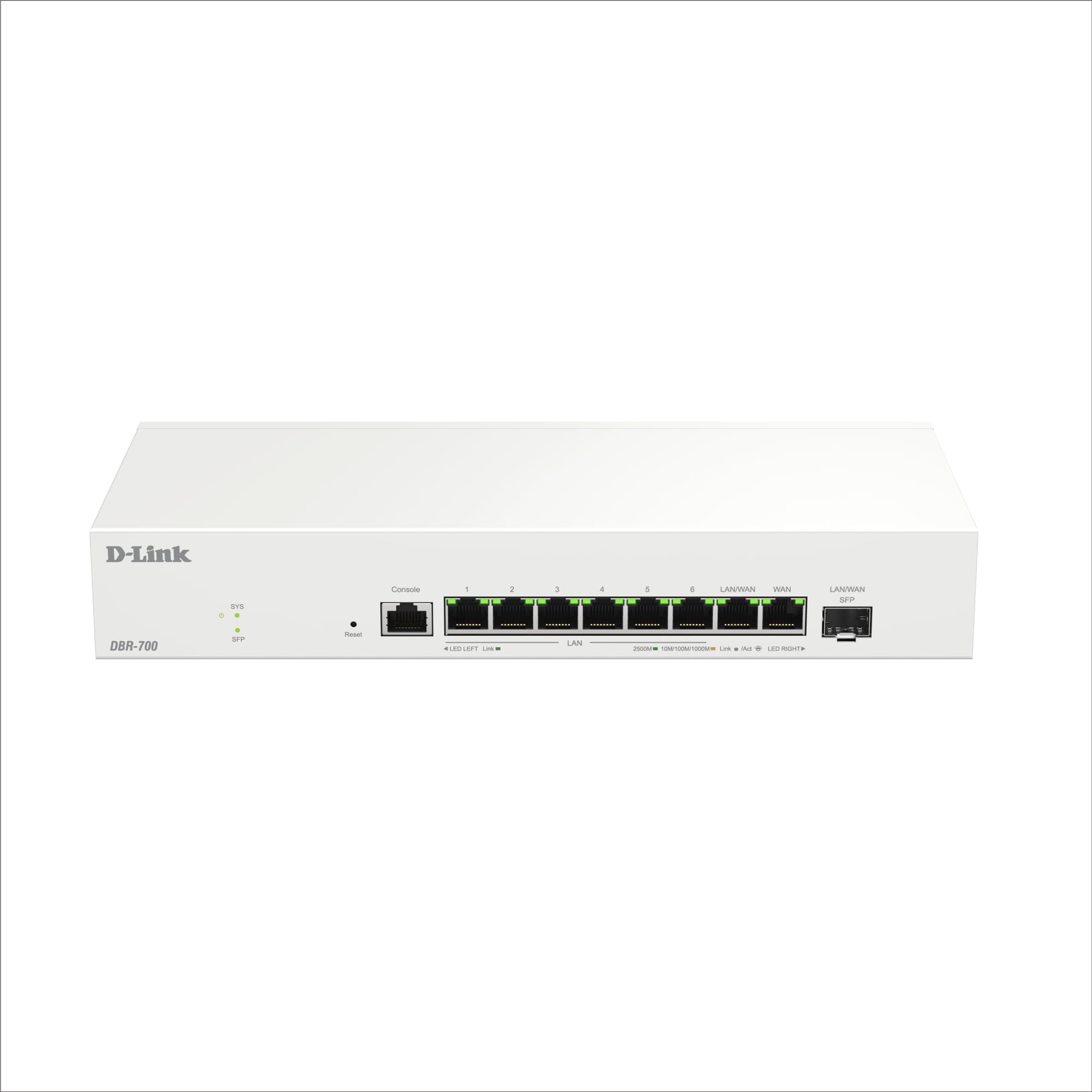 D-Link DBR-700 Business Router – Dual WAN 2,5G, Bilanciamento Carico & Failover, VPN (IPSec, WireGuard, OpenVPN, PPTP, L2TP), Firewall SPI, Porta SFP, Gestione Centralizzata AP fino a 15 AP