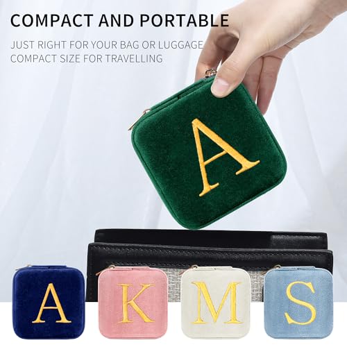 Parima Sister Gifts - Gifts for Sister, Sister Gifts From Sister, Birthday Gifts for Sister, Sister In Law Gifts, Plush Velvet Emerald-Green Jewelry Box Travel Jewelry Case - Letter L, Green - Image 6