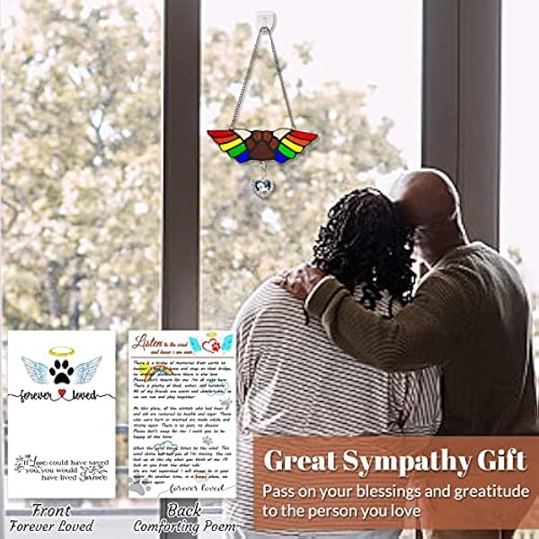 Arecyuer Hond Memorial Gifts, Pet Memorial Gifts, Gebrandschilderd glas Sun Catcher Opknoping, Huisdier verlies geschenken, Rouwgeschenken voor verlies van huisdier, Verlies van hond Sympathie Gift