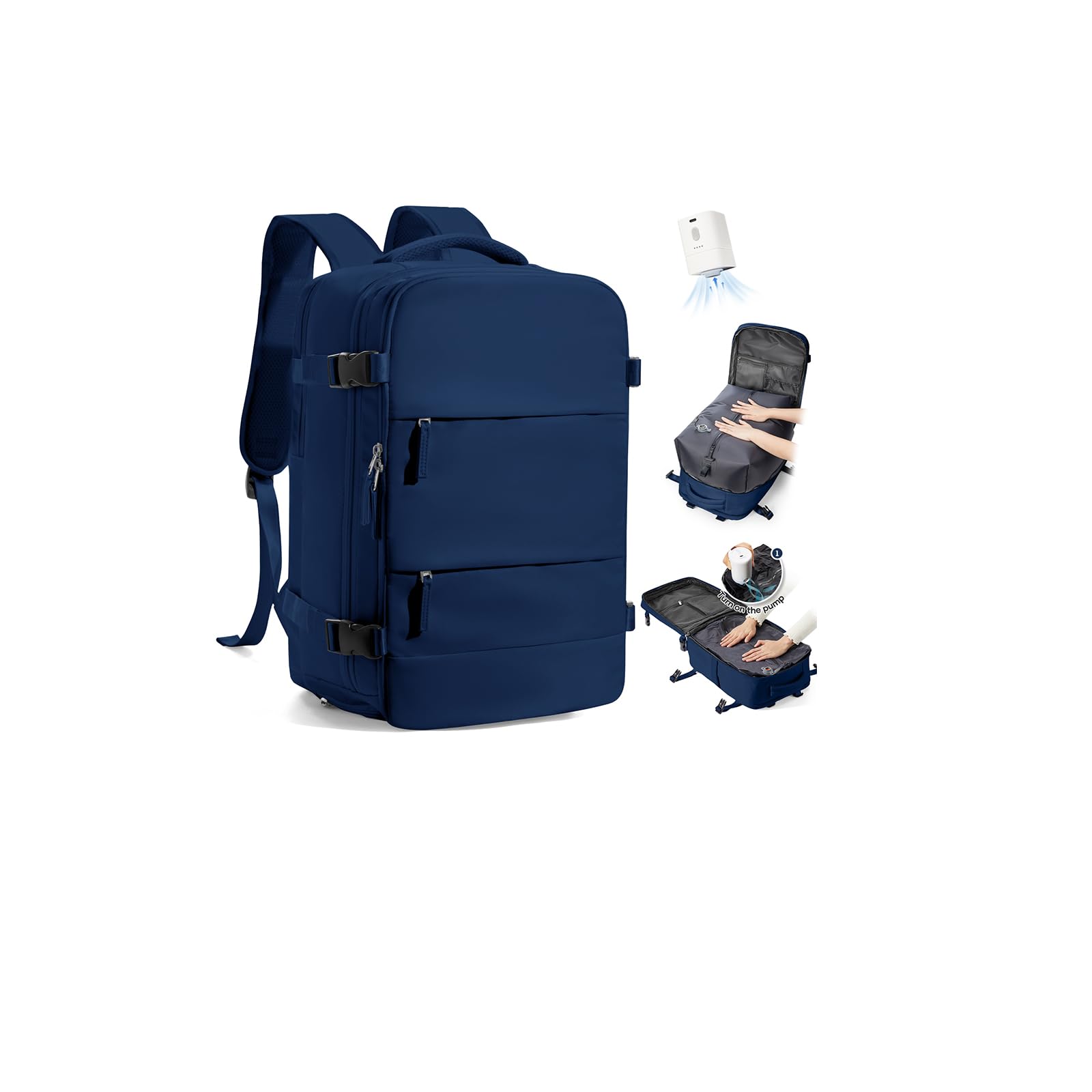 SZLX Zaino Ryanair 40x30x20 Sottovuoto con Pompa Zaino Ryanair 40x20x25 Donna Zaino da Viaggio Wizzair Bagaglio a Mano Uomo per Laptop da 14 Pollici Borse da Cabina 45x36x20 Easyjet con Porta Scarpe