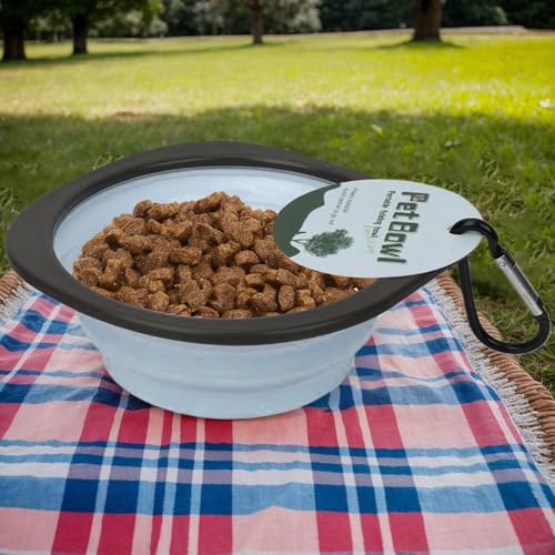 Faltbarer Futternapf für Hunde, aus Silikon, faltbar, tragbar, Wassernapf für Haustiere, wasserdicht, mit Trolleyclip
