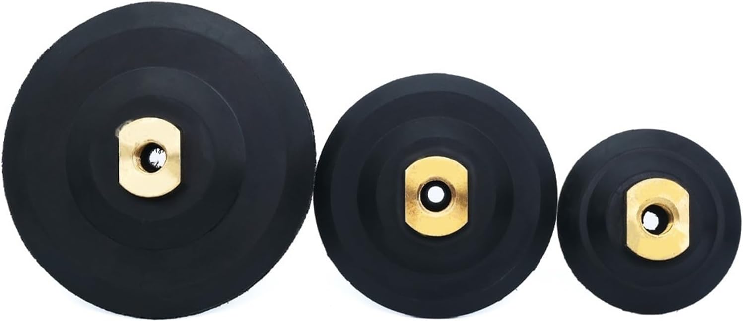 YEJIANGHUA 3/4/5/6/7 Inch Rubber Backer Diamond Pad Backing Holder Hook And Loop Rubber Backing Plate M14 5/8-11 Thread 100/125mm Natural(3-4-5 inches,5-8-11 thread)