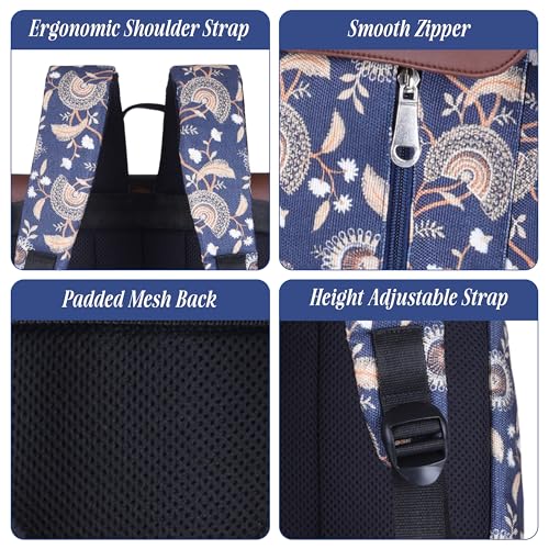 Image of Protecta Prisma Floral Printed Laptop Backpacks for Women and Men Fits 16Inch MacBooks Water-Repellent Bag for Office Collage and Travelling Print Padded Sleeve Lightweight Durable Design 18L